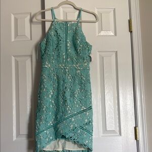 Adelyn Rae Teal Lace Dress